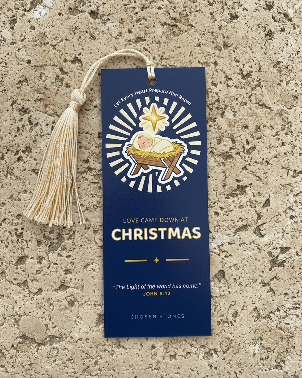 Christmas Bookmark — Love Came Down at Christmas (Dark)