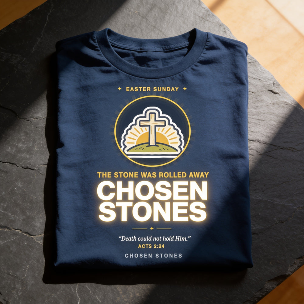 Easter T-Shirt — The Stone Was Rolled Away (Dark)