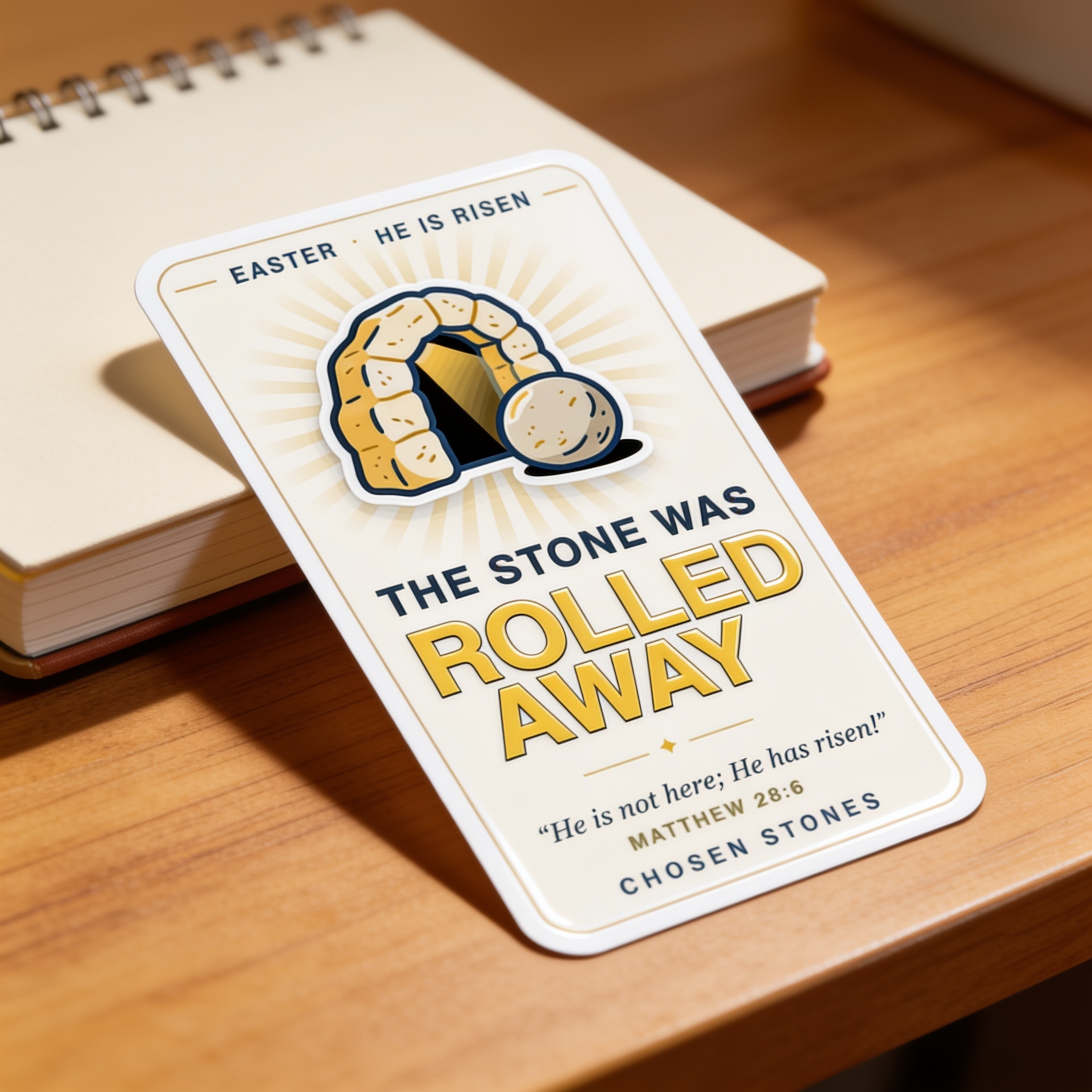 Easter Sticker — The Stone Was Rolled Away (Light)