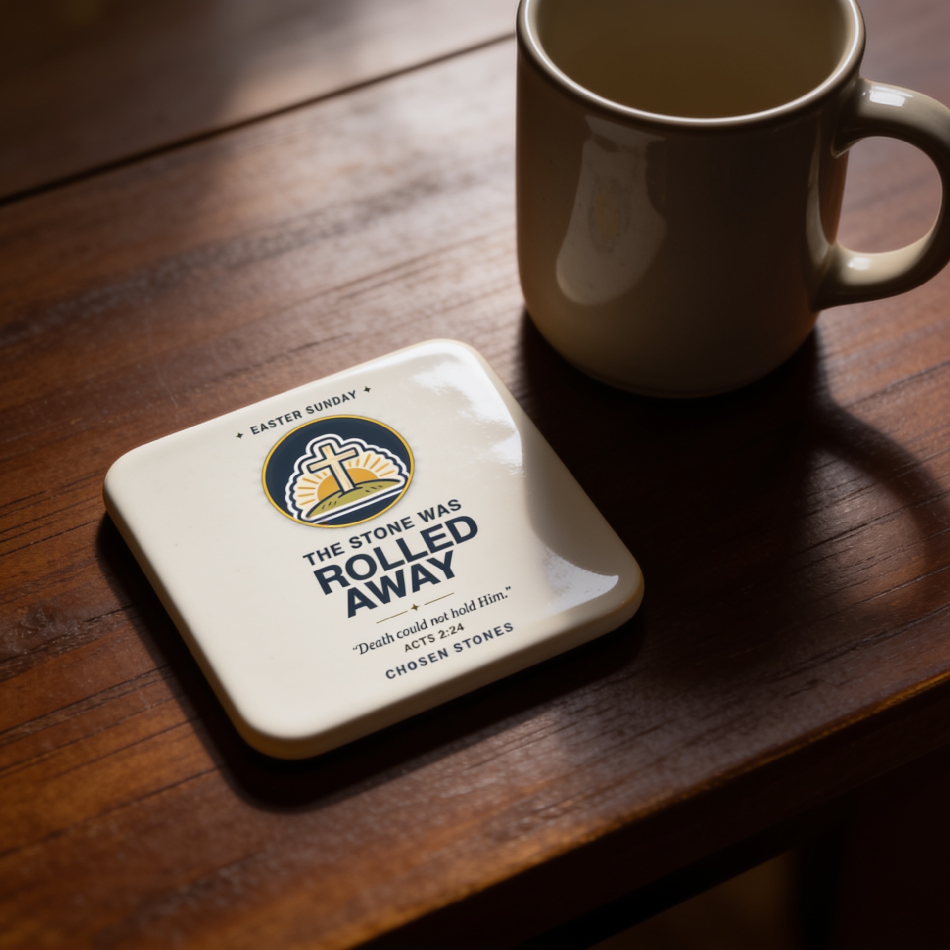 Easter Coaster — The Stone Was Rolled Away (Dark)