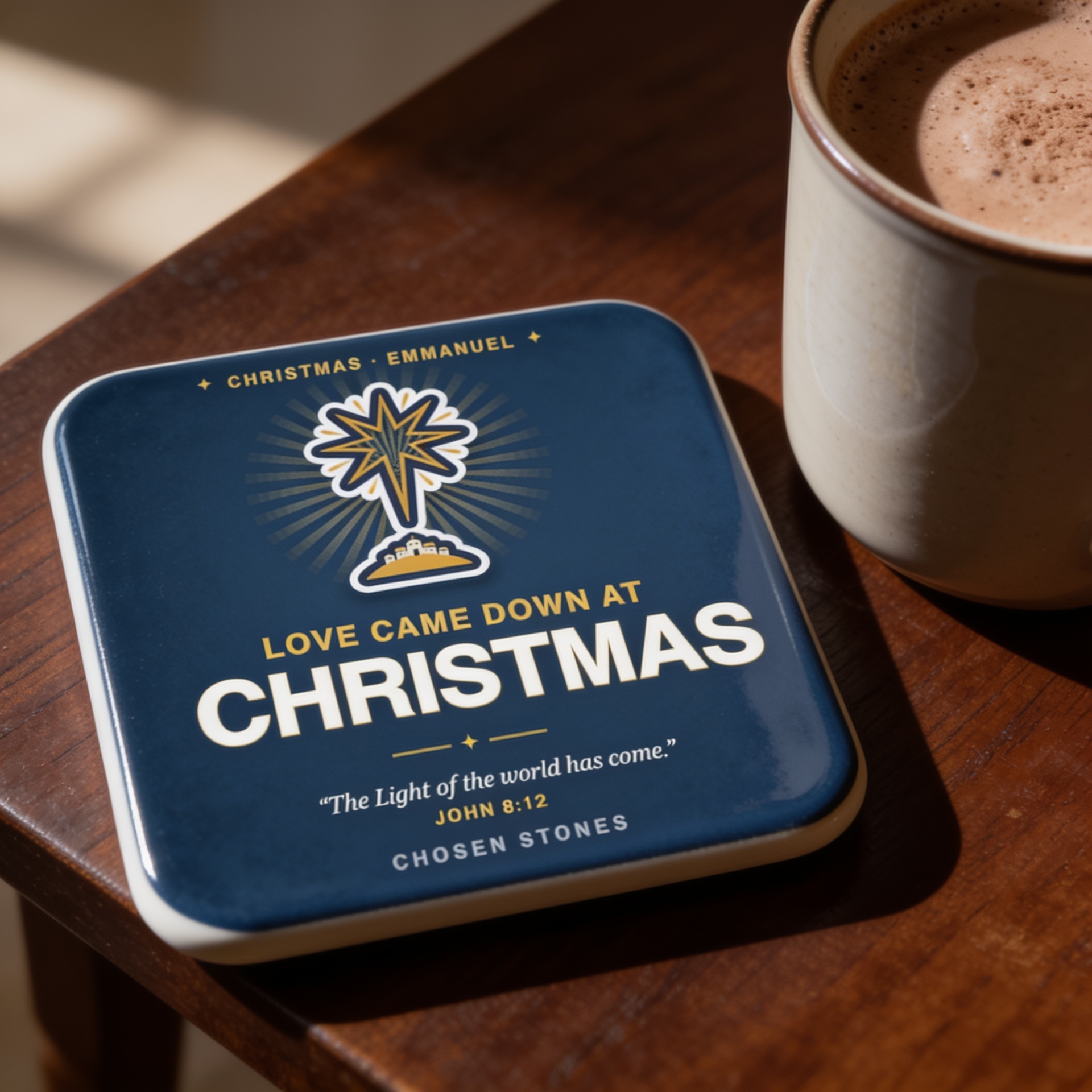 Christmas Coaster — Love Came Down at Christmas (Dark)