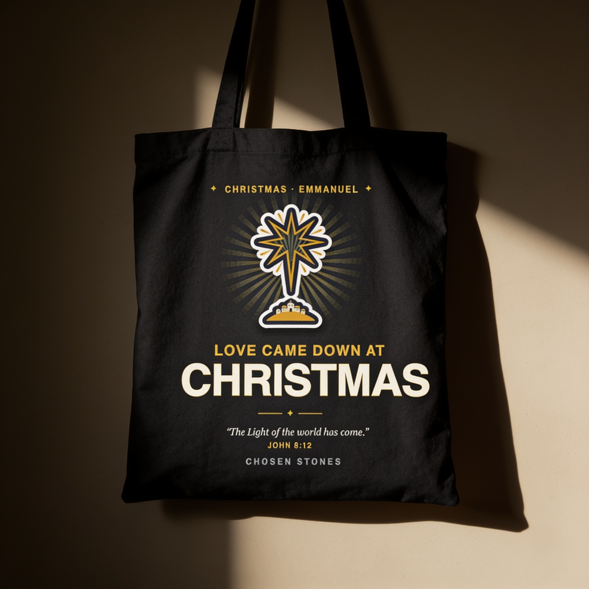 Christmas Tote Bag — Love Came Down at Christmas (Dark)