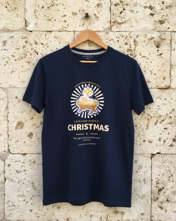 Christmas T-Shirt — Love Came Down at Christmas (Dark), product photo