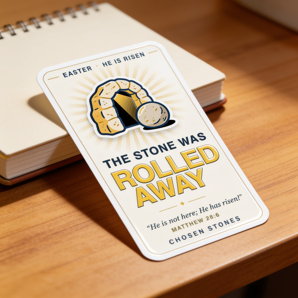 Easter Sticker — The Stone Was Rolled Away (Light)