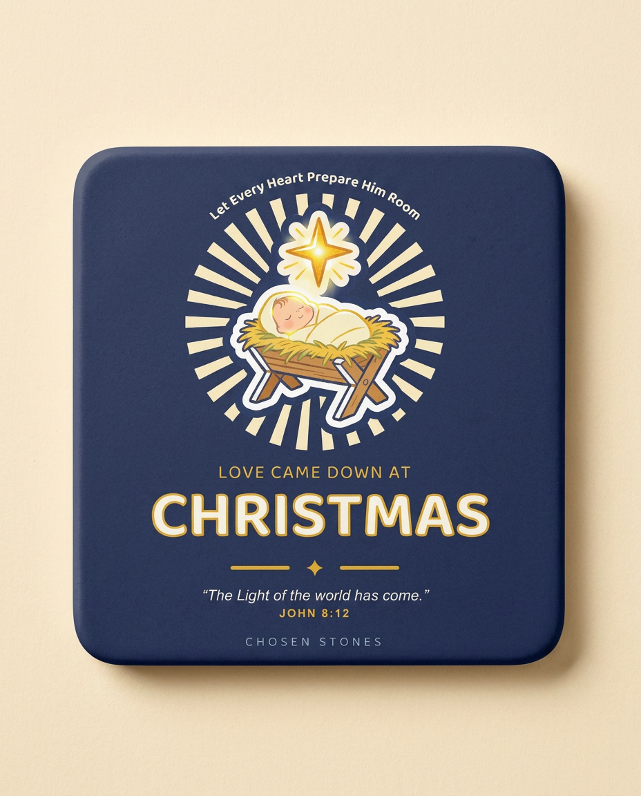 Christmas Coaster — Love Came Down at Christmas (Dark)