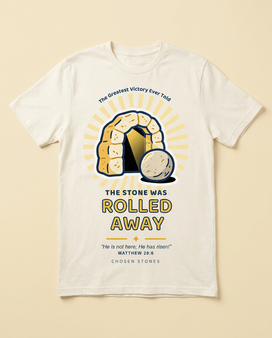 Easter T-Shirt — The Stone Was Rolled Away (Light)