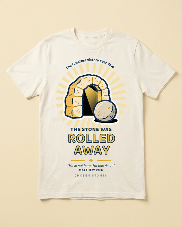 Easter T-Shirt — The Stone Was Rolled Away (Light)